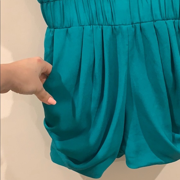 Teal Romper with zipper and pockets - Picture 4 of 4